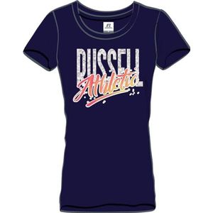 RUSSELL ATHLETIC Athletic-s/S Crewneck Tee T-shirt voor dames, blauw, M