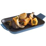 APS Serveerpan ""Cast Iron"" - Mini gietijzeren pan, geëmailleerd gietijzer, vierkant, B x D x H: 16 cm x 13 cm x 2 cm, stapelbaar, ovenvast, kom, blauw