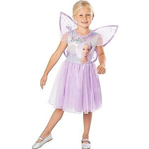 RUBIES - Officieel Barbie – klassiek Barbie Fee kostuum voor kinderen – maat 5-6 jaar – kostuum met tutu-jurk type ballerina paars en paar vleugels met klittenbandsluiting