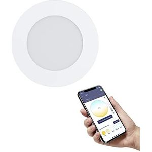 EGLO connect.z Smart Home LED badkamer inbouwspot Fueva-Z, Ø 120 mm, ZigBee, app en spraakbesturing, lichtkleur instelbaar, dimbaar, metalen wit, IP44
