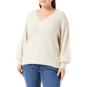 ONLY Dames Onllucia Ls Glitter V-hals Knt, Pumice Stone/Detail: frosted amandelglitter, XL