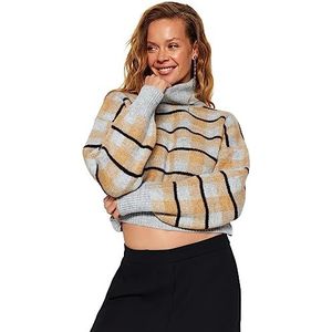 Trendyol FeMan Regular fit Basic Coltrui Gebreide Trui, Grijs, S, Grijs, S