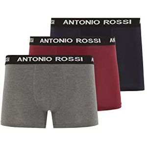 Antonio Rossi Boxershorts voor heren, Grijs, bordeaux, marine, M