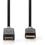 Nedis DisplayPort naar HDMI kabel - DP 1.2 / HDMI 1.4 (4K 30Hz) / zwart - 2 meter