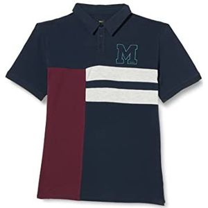 Mexx Heren Colorblock SS Polo Shirt, Donkerblauw, XL