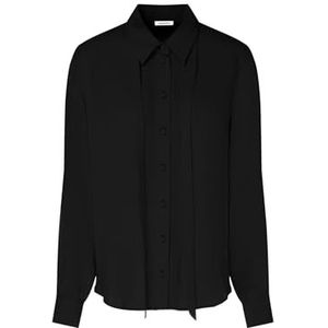 Seidensticker Damesblouse - modieuze blouse met slip - regular fit - hemdblousekraag - lange mouwen - 100% viscose, zwart, 36