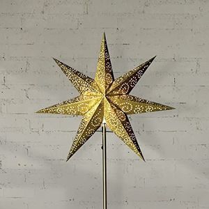 Wisselscherm kerstster antiek van Star Trading, 3D-papieren ster Kerstmis in goud met ornamenten, decoratieve ster Ø: 48 cm