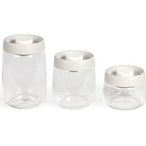 Livoo, MEN401 weckpotten van borosilicaatglas, deksel met vacuümdeksel, inhoud 400 ml, 800 ml en 1,2 l, 3 stuks