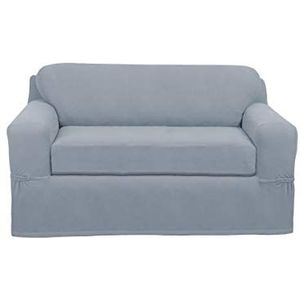 MAYTEX Pixel Ultra Soft Stretch Loveseat Bank Meubelhoes Slipcover, Staal Blauw