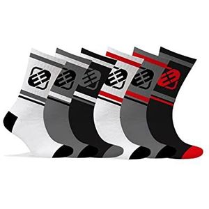 FREEGUN Sportsokken voor heren, antislip, verpakking van 6 stuks, hoge sokken voor heren, tennis, pasvorm, Grijs, 43-46 EU