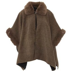 IMALA Dames modieuze trend herfst winter poncho in normale lengte, vleermuismouwen verdikte cape bruin één maat, bruin, One Size