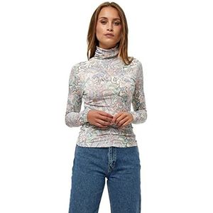 Minus Rovia Jersey turtleneck blouse voor dames, 9384 Color Blend Paisley Print, L