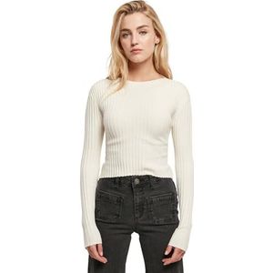 Urban Classics Damen Sweatshirt Ladies Short Rib Knit Twisted Back Sweater whitesand M