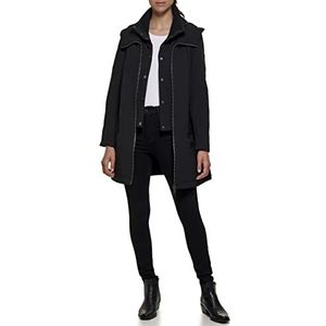 DKNY Dames Outerwear Women's, Zipfront, met capuchon, zwart, S