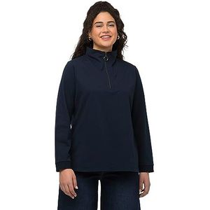 Ulla Popken Troyer-sweatshirt voor dames, marineblauw, 62-64 grote maten