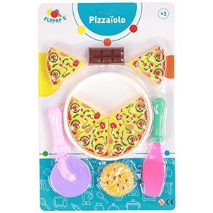 FLYPOP'S - Dinette Pizza - Imitatiespel - 010220CLIN - Multicolor - Plastic - Keuken - Voedsel - Kinderspeelgoed - Taarten - 38,5 cm x 25,5 cm - Vanaf 3 jaar.