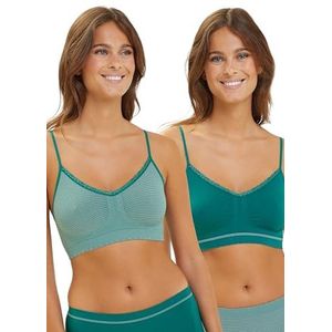Billet Doux - Set van 2 beha's zonder beugel - Zen Attitude - dames - klimopgroen/crème + klimopgroen - 38/40, klimop groen/crème + klimop groen, 38-40