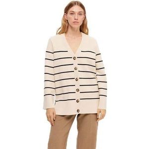 SELECTED FEMME Dames Slfliva Ls Long Knit Cardigan Noos gebreide jas, berk/strepen: zwart, L