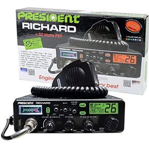 President CB Radio amateurradio Richard ASC 10 M, AM-FM, 12V, RF-versterking, NB, ANL, Hi-Cut, Echo, USB-poort