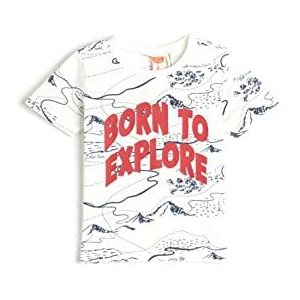 Koton Babyboys Slogan Bedrukt Crew Neck Korte Mouw Katoen T-shirt, ecru design (03e), 6-9 Maanden