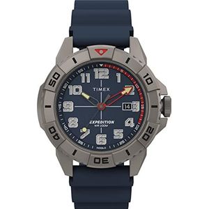 Timex Expedition North 42 mm herenhorloge - Tweedelige blauwe synthetische band van siliconen met blauwe titanium wijzerplaat TW2V40800