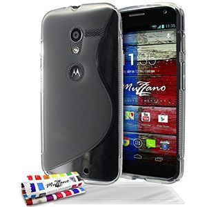 MUZZANO Original""Le S"" Premium Flexibele Shell Case voor Motorola Moto X 1e Generatie met 3 Ultra-Clear Screen Protectors - Grijs