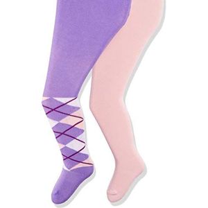 Playshoes Unisex baby panty Karo 2-pack, 900 - roze/paars, 74-80