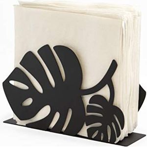 Mango Steam Tafelblad Servet/Tissue & Brief Houder voor Thuis, Keuken, Restaurants (Blad, Zwart)