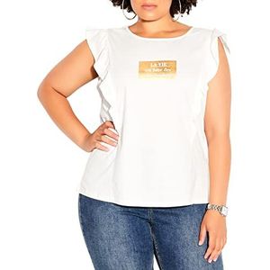 CITY CHIC Dames Plus Size Tee Modern Love Jurk Shirt, Ivoor, 44 grote maten