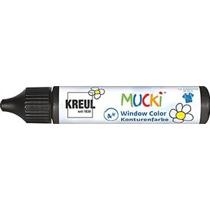 KREUL 24430 - Mucki Window Color, contourkleur zwart, 29 ml stift, raamverf op waterbasis, parabeenvrij, glutenvrij, lactosevrij, veganistisch, gemakkelijk te schilderen, afwasbaar