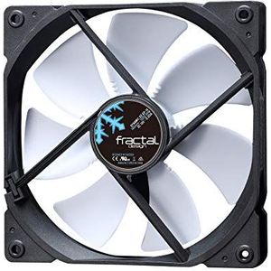 Fractal Design Dynamic X2 GP-14 Computerventilator, stille ventilator, High Airflow, 140 x 140 x 25 mm, 1000 tpm, FDB-lagers, trip draad, aerodynamisch gevormde struts, 12 V, zwart/wit (enkel)