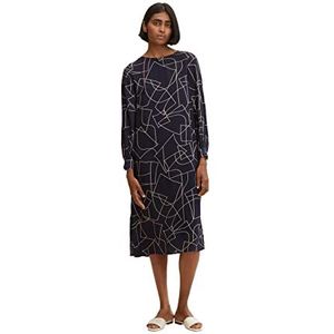 TOM TAILOR Dames midi-jurk met patroon 1032732, 30195 - Navy Beige Abstract Design, 36