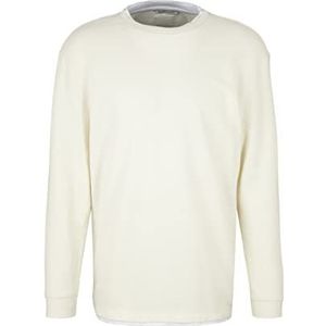 TOM TAILOR Denim Uomini Shirt met lange mouwen met structuur 1034000, 10338 - Soft Light Beige, S