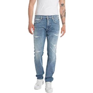 Replay Grover Broken Edge Herenjeans, rechte pasvorm, 009, medium blue., 40W x 34L