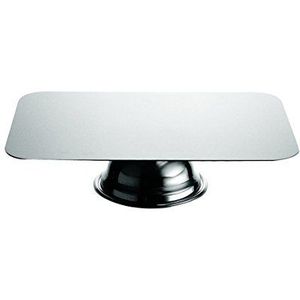 Mepra 50 x 34 cm rechthoekig dienblad met voet voor buffet, zilver