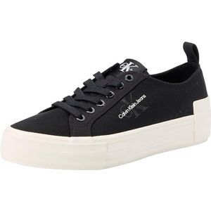 Calvin Klein Jeans Flatform lage sneakers voor dames, gevulkaniseerd, Zwart Zwart Romig Wit, 37 EU