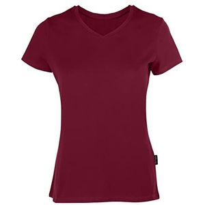 HRM Dames Luxe V-hals T-shirt, Bordeaux, Maat 2XL I Premium Dames V-hals T-shirt Gemaakt van 100% Biologisch Katoen I Dames Basic Shirt Wasbaar tot 60°C I Hoogwaardige en Duurzame Damestops