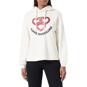 Love Moschino Dames Regular Fit Hoodie met Chained Hearts Print Sweatshirt, crème, 40
