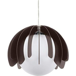 EGLO Hanglamp Rambla, 1-lichts hanglamp extravagant, hanglamp van staal, hout en melkachtig glas in mat nikkel, zwart, wit, eettafellamp, woonkamerlamp hangend met E27-fitting