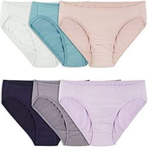 Fruit of the Loom Women's Breathable Underwear (Regular & Plus Size), Bikini-Cooling Stripes-6 Pack Assorted Colors, 5