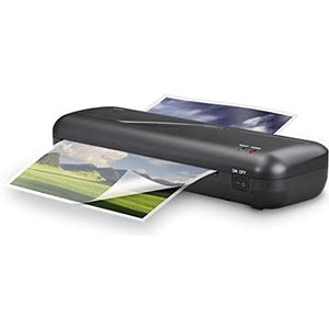 Hama Lamineerapparaat A4 met lamineerfolie A4, A5, A6 en voor visitekaartjes (4-in-1 set laminator met folie, hoekafronder, snijliniaal, thuis warm lamineren, snel opwarmen, 80 tot 125 mic)