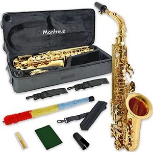 Montreux Student Eb Alto Saxophone Voor Beginners Met Lichtgewicht Beschermende Draagtas, Mondstuk, Riet, Sling, Padkussen - Lak Saver - Lak Messing, Hoge F# Sleutel, E Flat