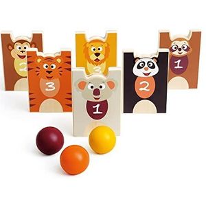 Scratch Active Play: STAPEL- & KEGELSPEL Wilde Dieren, met 6 dieren en 3 ballen, in doos, 3+