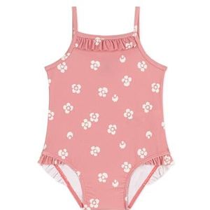 Petit Bateau Eendelig badpak voor babymeisjes, Roze/Wit, 6 Maanden