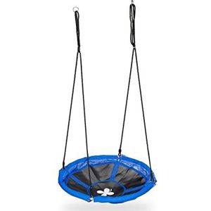 Relaxdays nestschommel rond - 100 kg - outdoor schommel - vogelnestschommel - blauw-zwart - 100 cm