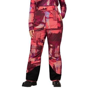 Ulla Popken Skibroek voor dames, bergaquarellprint, waterdichte broek, paars/rood, 54 NL