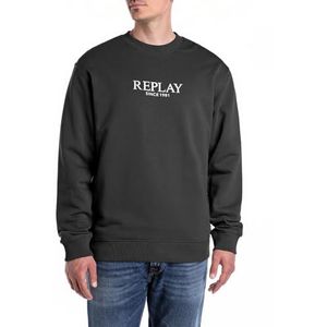 Replay Heren regular fit sweatshirt van katoen, 098 Black, M