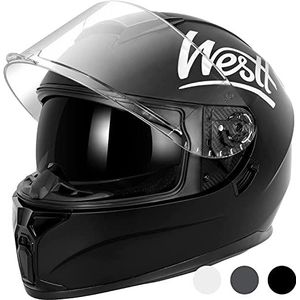 WESTT Storm X Integraalhelm voor motorfiets, zwart, innovatieve smarthelm, schokbestendige motorhelm, integraalhelm voor heren en dames, mopedhelm, ECE-gecertificeerd, maat M (55-56 cm)