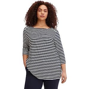 TOM TAILOR Dames Sweatshirt met strepen 1024892, 26484 - Navy White Regular Stripe, 44 Grote maten