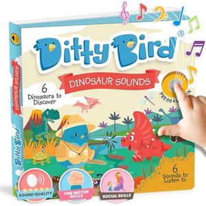 DITTY BIRD Dinosaurus geluiden: Mijn eerste interactieve geluidenboek met 6 geluidsknoppen om dinosaurussen te ontdekken in het Engels. Elektronisch educatief speelgoed voor kinderen vanaf 1 jaar.